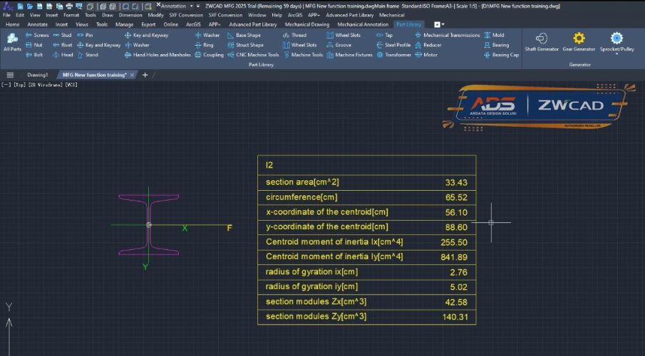 Kalkulasi Momen Inersia yang lengkap pada ZWCAD MFG2025