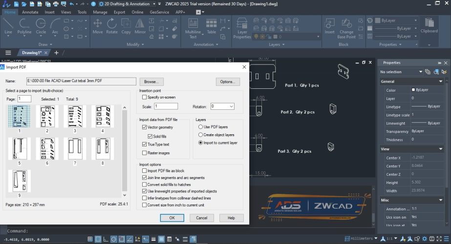 ZWCAD 2025 adalah solusi tepat untuk industri konstruksi dengan kemampuan import PDF yang semakin sempurna